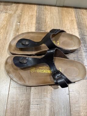 Birkenstock Dark Brown Leather Thong Sandals SZ 8.5
